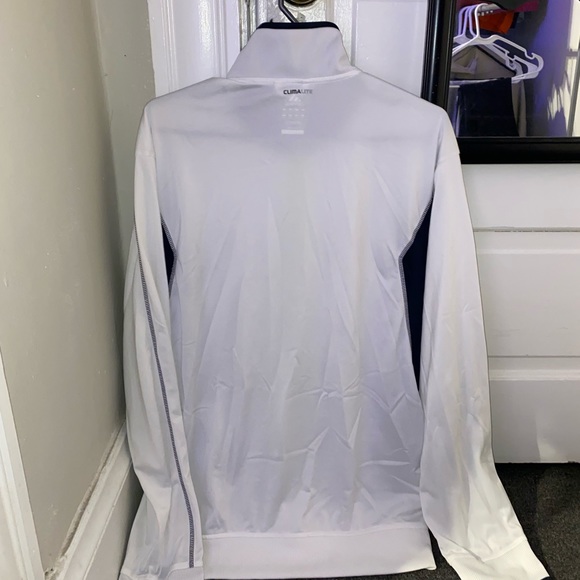 Adidas ClimaLite Zip-Up Polyester Jacket - White/Navy/Neon Green - Picture 2 of 7